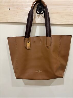 Coach Brown/Tan Leather Tote with Dark Brown Straps